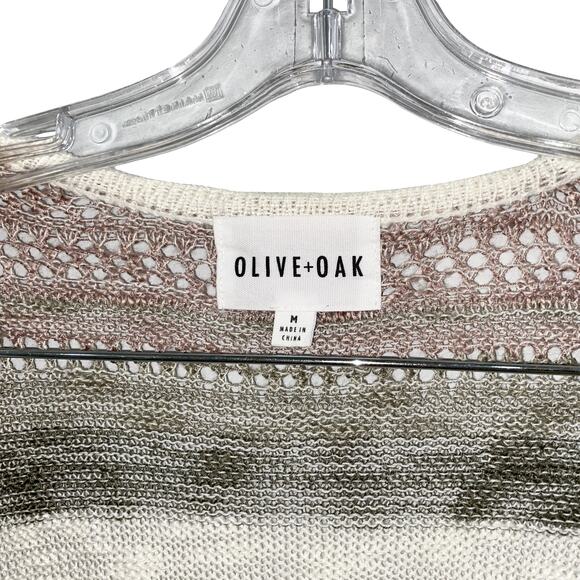 Olive Oak Striped Multicolor Knit Sweater Cardigan Long Sleeve Size M - Picture 3 of 6